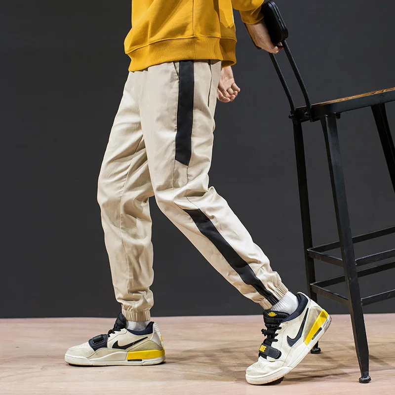 

Autumn Cargo Pants Men Loose and Plus Size Ankle Banded Pants Casual Trendy Men Straight-Leg Pants