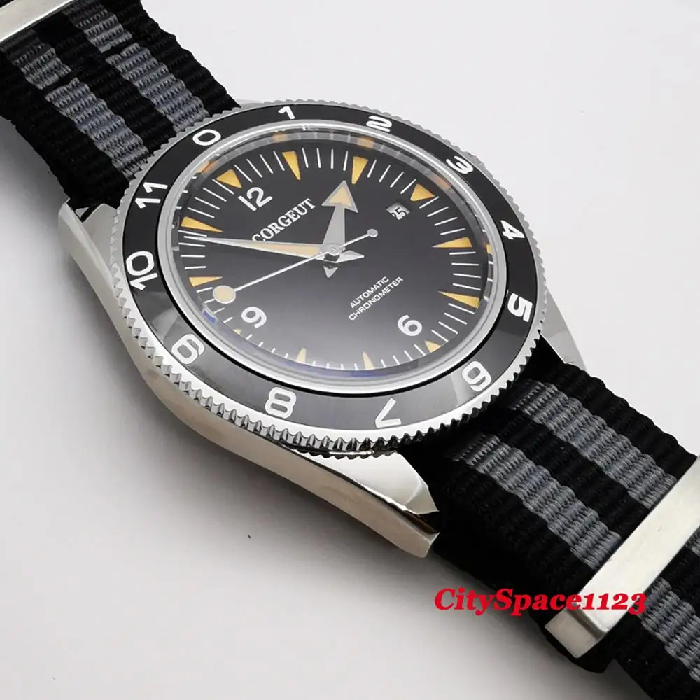 Мужские механические водонепроницаемые часы с керамическим циферблатом и