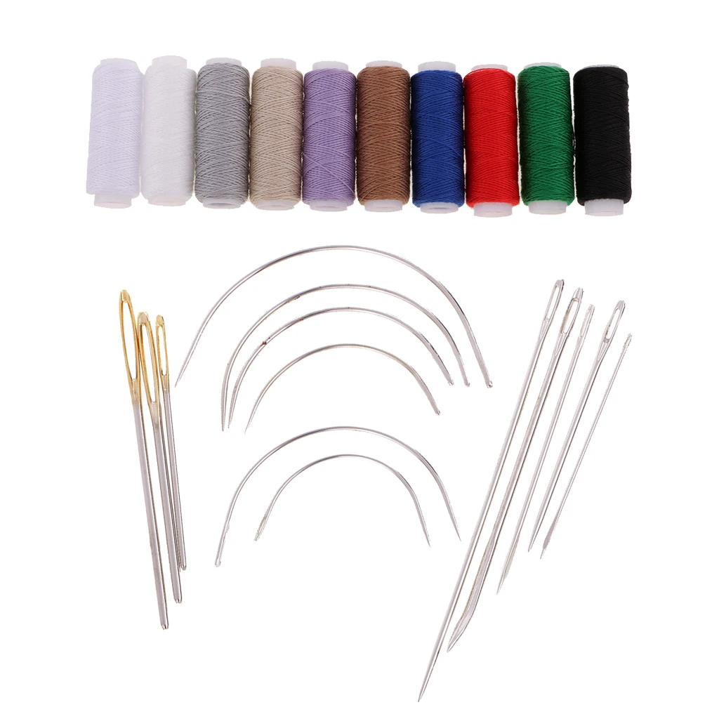 Strong 10 Colors Sewing Thread Set for Hand Quilting Embroidery Leather Crafts Repair kit with Curved Upholstery Needles | Дом и сад