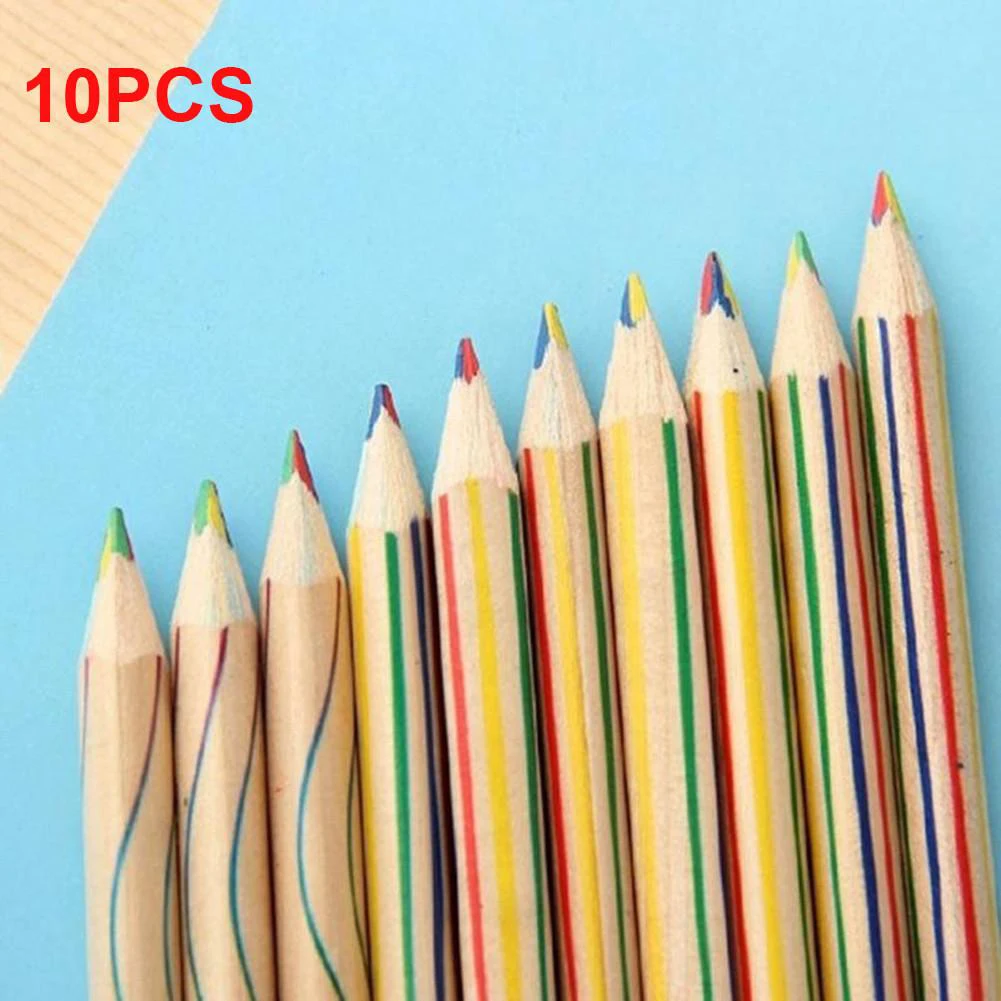 

10 шт. четыре цветной свинцовый карандаш для школьников и студентов DIY многоцветные граффити деревянный карандаш канцелярские товары питани...