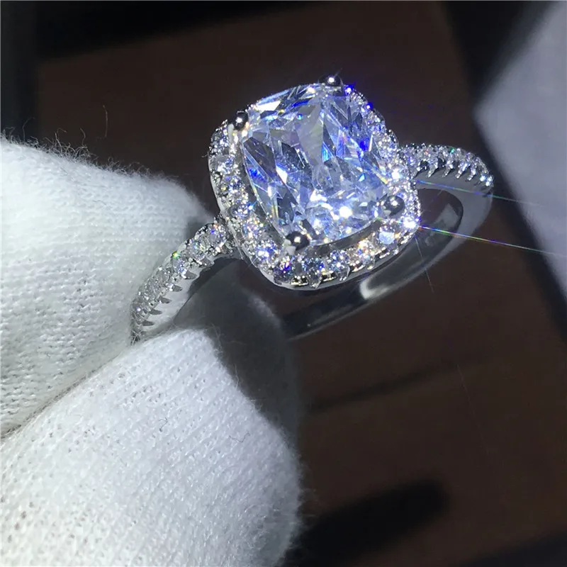 Кольцо обещание ручной работы Vecalon 3ct 925 Стерлинговое Серебро AAAAA Cz обручальное