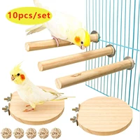 10pcsset pet bird chew toys parrot perches stand platform cage toy paw grinding toys for parrot bites parakeet bird product