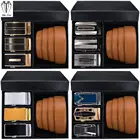 Дизайнерские мужские ремни в штучной упаковке, оранжевые ремни из натуральной кожи, золотистые, серебристые, черные цвета, автоматическая пряжка, пояс для платья, джинсы для свадьбы