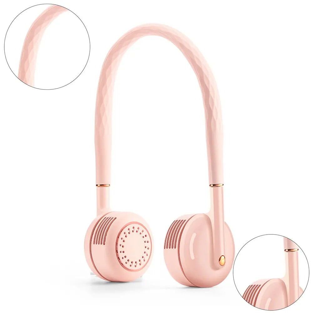 

Portable Leafless Hanging Dual Cooling Neck Fan USB Charging Outdoor Sports Flexible Neckband Mini Air Cooler Conditioner