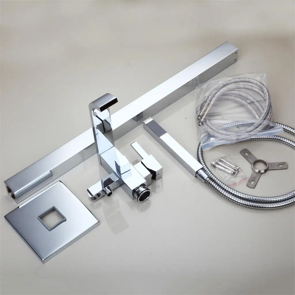 KEMAIDI ванная комната хром полированный пол стойки-смесители водопад ванна