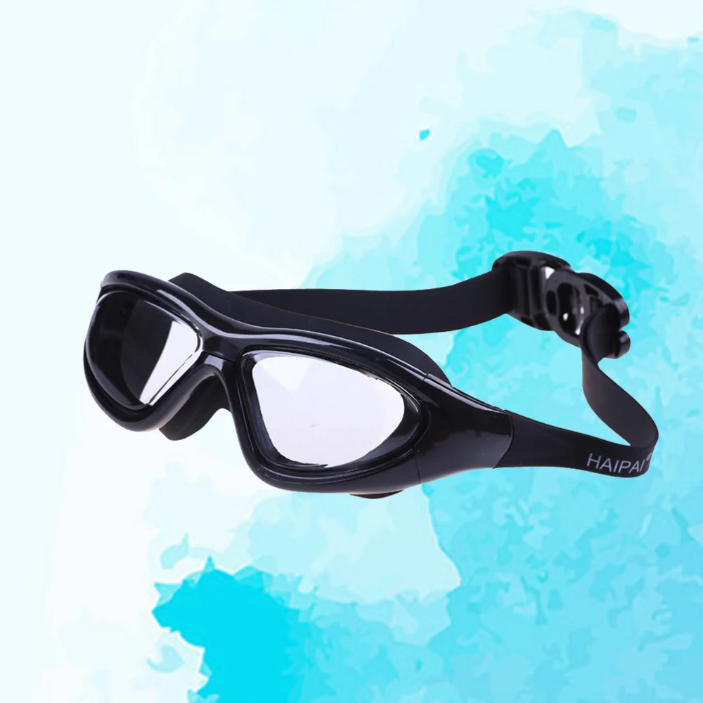 

Unisex Swimming Goggles Waterproof Anti-fog Leak Clear UV Protective Plain Plating Silicone Strap Swimming Glasses (Blac