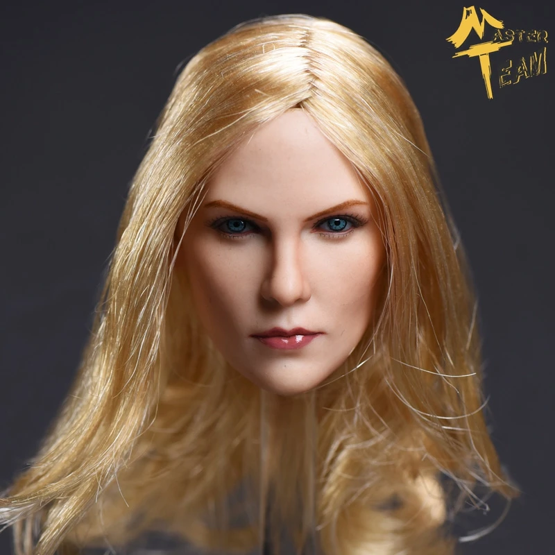 

In Stock 1/6 Female Head Carving Charlize Theron Blonde Hair Girl Head Sculpt Carved Model for 12 inches Body DIY Collections