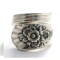 flower pattern spoon shaped ring new retro womens ring fashion metal vintage ring accessories party jewelry size 6 10