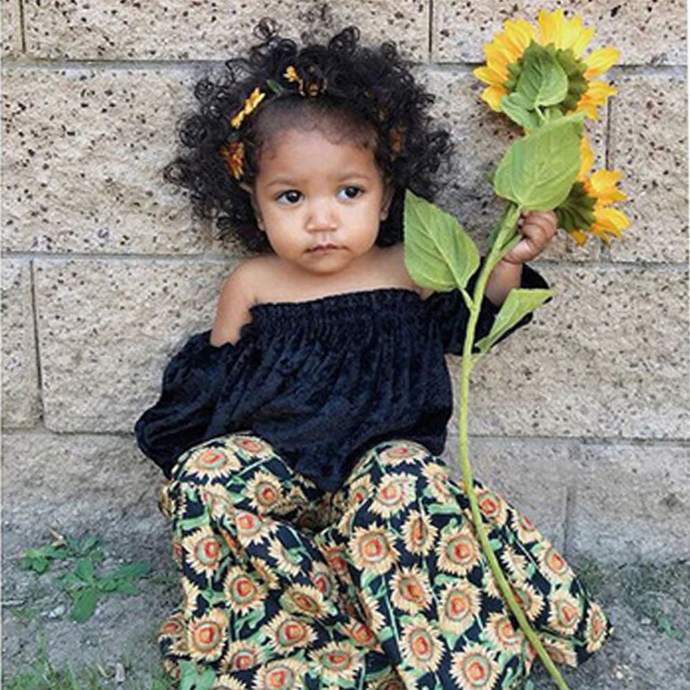 2 шт. детский топ с вырезом лодочкой и открытыми плечами|Комплекты одежды для