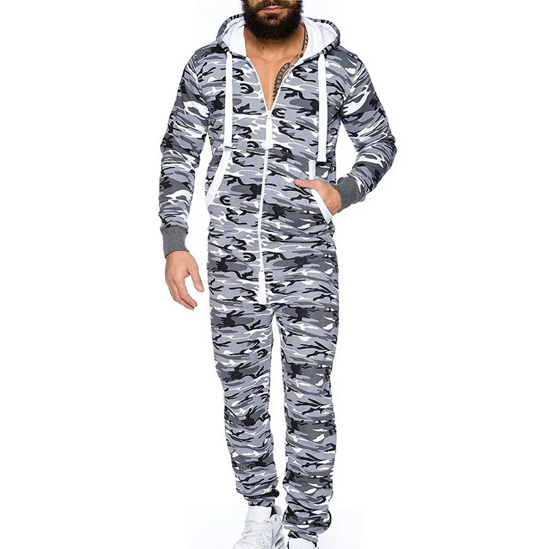 Мужская цельная Пижама Gar спортивный костюм на молнии с капюшоном мужской