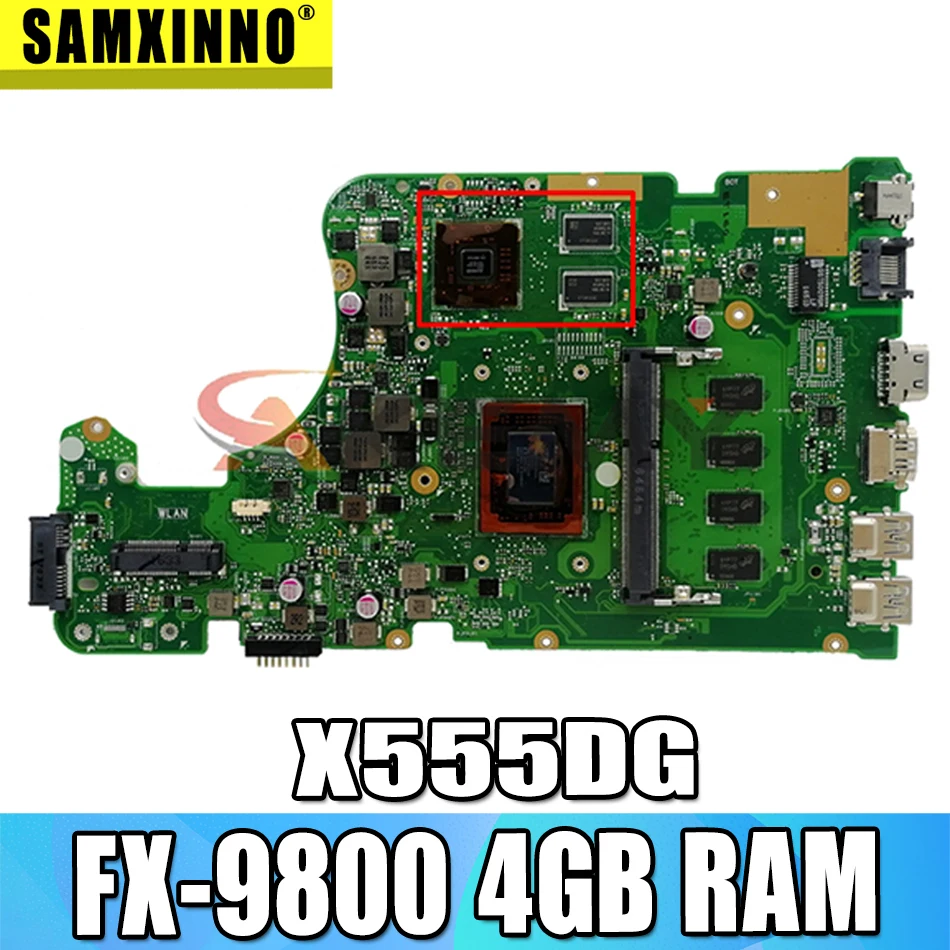 

Akemy X555DG with FX-9800 4GB RAM For Asus X555YI X555D A555D X555Y X555DG notebook motherboard tested full 100%