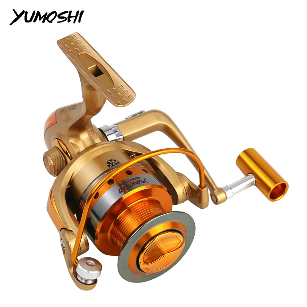 

YUMOSHI Fishing Reel All Metal Spool Spinning Reel Stainless Steel Handle Line Spool Saltwater Fishing Accessories 5.5:1 12BB