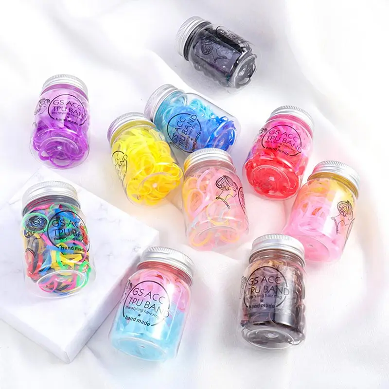 

120PCS/bottle Girls Cute Colorful Basic Elastic Hair Bands Ponytail Holder Children Scrunchie Rubber Band Kids Hair Accessories