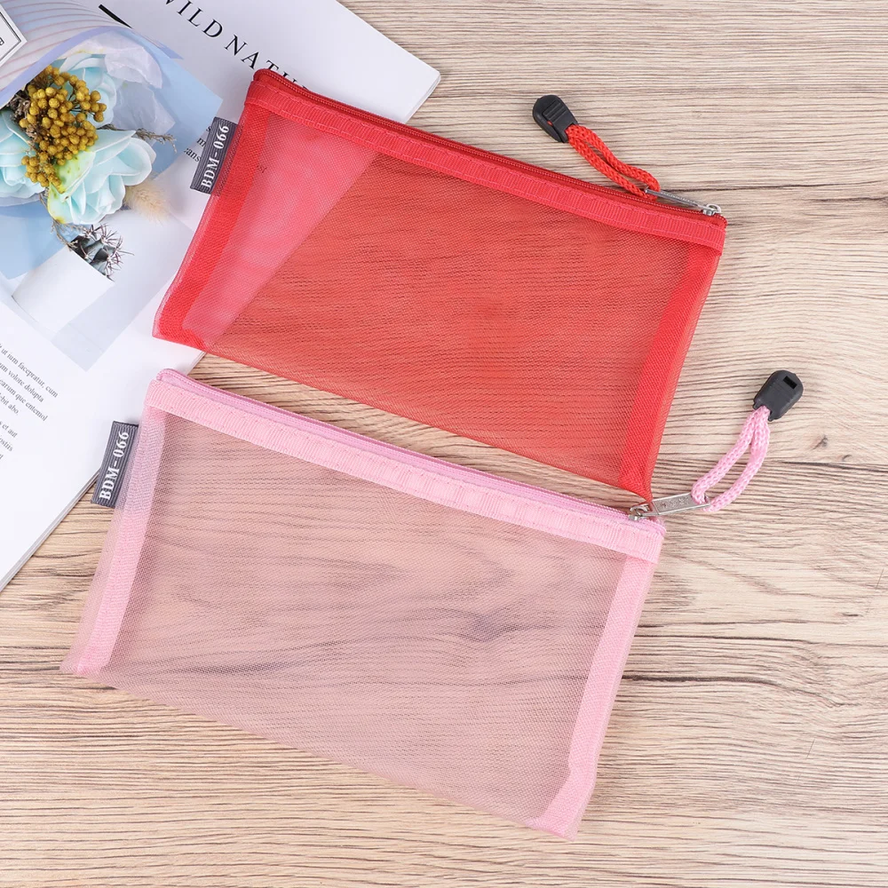 

5pcs Zipper Mesh Pouch Transparent Pencil Pen Bag Multipurpose Travel Bags for Office Supplies Cosmetics Travel Accessories