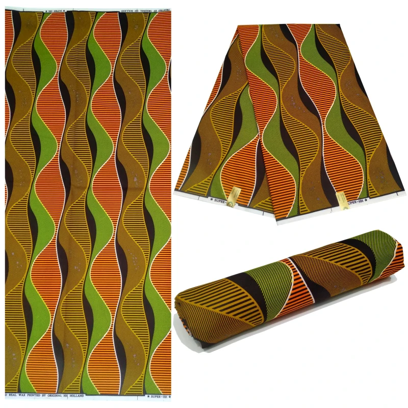 

2020 Modern African Fabric African Real Wax Print Fabric For Women Dress Real Wax Sewing 100% Polyester 6 Yards\Set