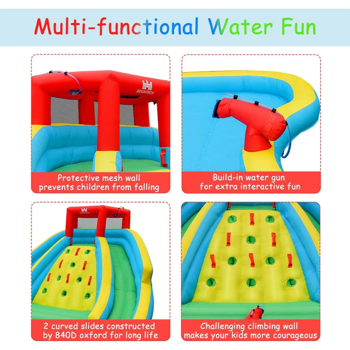 

GOPLUS games outdoor garden child Kids Inflatable Water Park Bounce House with Double Slide and Climbing Wall