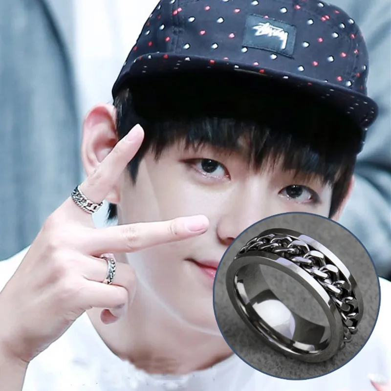 Kpop Bangtan Jungkook Jimin Suga V Кольцо Серебряные модные украшения для мужчин и женщин мужское кольцо готическое украшение на.
