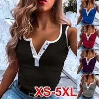 2021 summer new style womens sleeveless v neck top casual tight t shirt plus size vest womens clothing