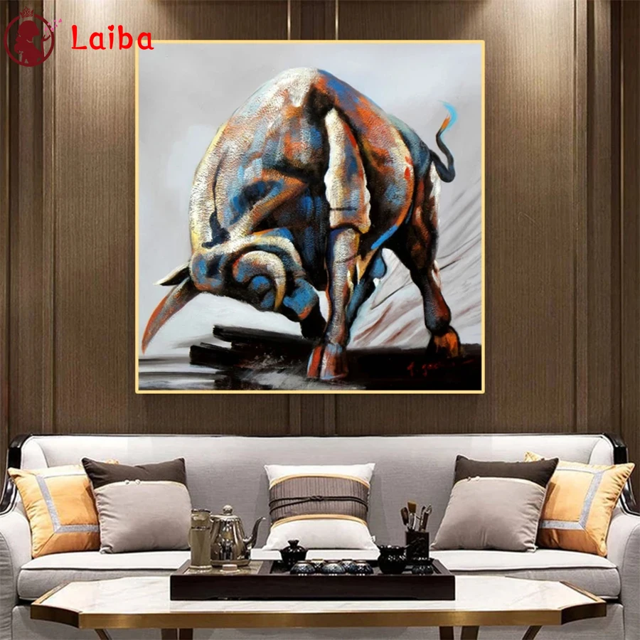 

DIY Diamond Painting Abstract animal art, bull Diamond Mosaic Full Drill Square Embroidery round Cross Stitch Handmade Hobby