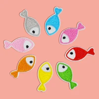 mini fish series embroidery cloth stickers iron on patches childrens clothing hole repair adhesive hot melt adhesive stickers