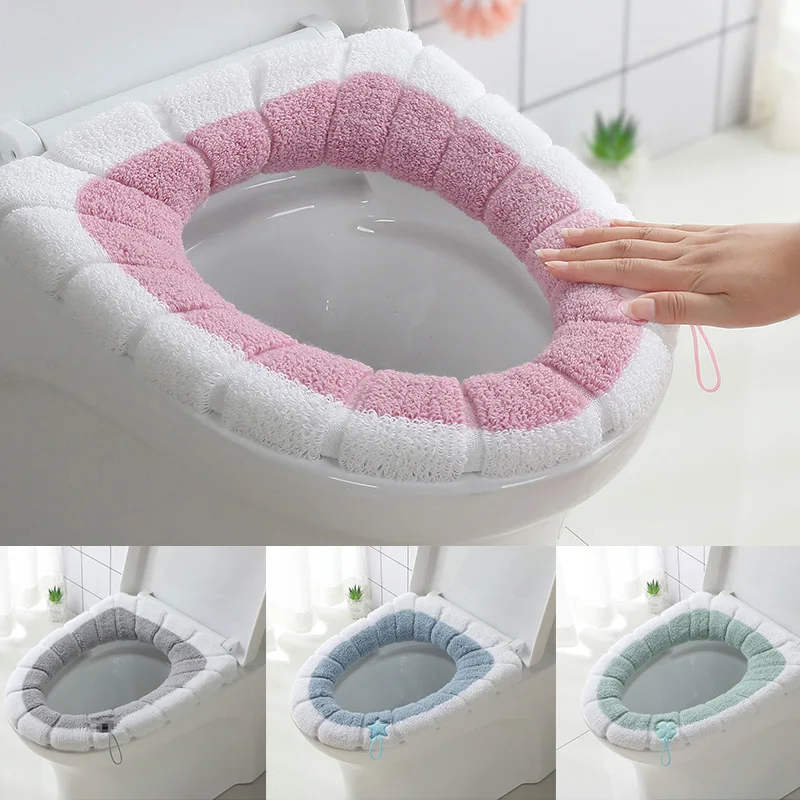 3 ColorUniversal теплые мягкие моющееся сиденье для унитаза крышка коврик зимний комплект коврик для унитаза сиденье Чехол для унитаза крышка аксессуары для ванной комнаты
