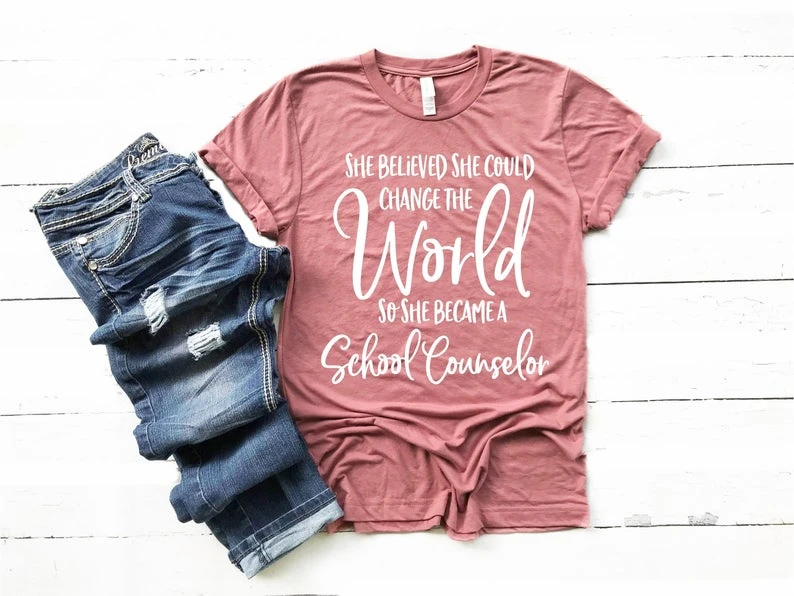 

She Believed She Could Change The World So She Became a School Counselor Shirt Shirts For School Counselors Counselor Tee O230