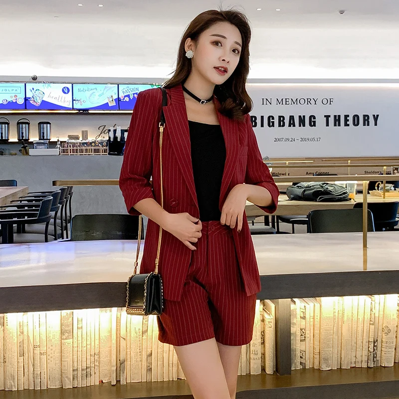 Work Shorts Suits OL 2 Piece Set for Women Casual Business Interview Suit Uniform Slim Blazer and Office Lady |