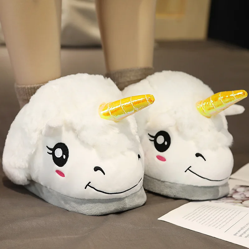 Hot Cute Plush Unicorn Toys Indoor Warm Winter Adult Stuffed Cartoon Shoes Valentine Gift for Girls Christmas Present | Игрушки и хобби