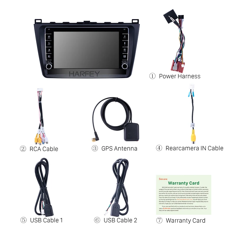 Автомагнитола Harfey 2din с GPS-навигацией 4 ядра Android 9 1 для Mazda 6 Rui wing 2008 2009 2010 2011-2014