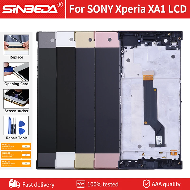 Оригинальный ЖК экран 5 0 дюйма для SONY XPERIA XA1 сменный сенсорный OEM с рамкой дисплей