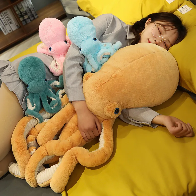 High Quality 65-90cm Giant Lifelike Octopus Plush&Stuffed Toy Soft Cute Animal Doll Sleep Pillow Home Accessories Children Gifts images - 6