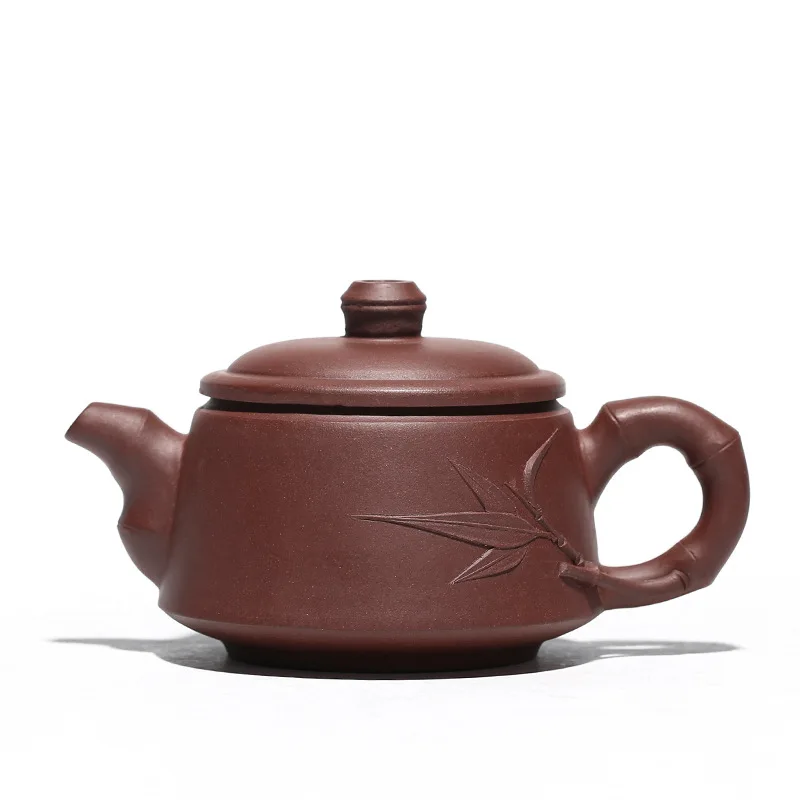 

Small size purple clay teapot original mine purple clay master pure handmade bamboo leaf Decal kungfu tea set small capacity