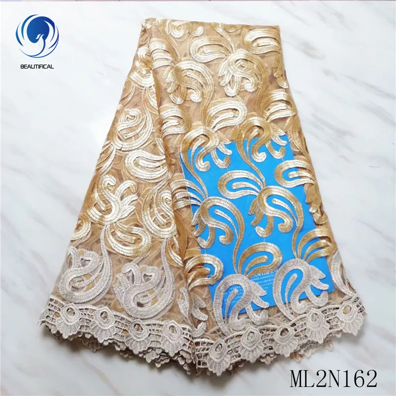 

Beautifical nigerian lace fabrics tulle mesh lace fabric Hot sale french lac embroidery fabric for dress 5yards ML2N162