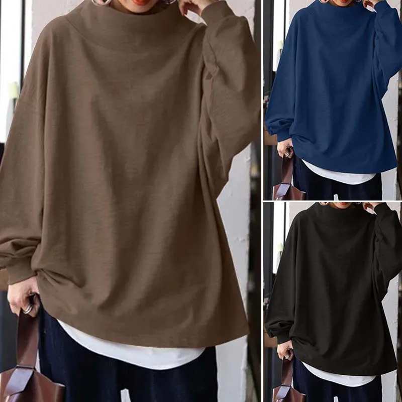 

Women 2021 Autumn Japanese Fashion Hoodies Sweatshirts Solid Long Sleeve Streetwear Oversized Ladies Turtleneck Pullover