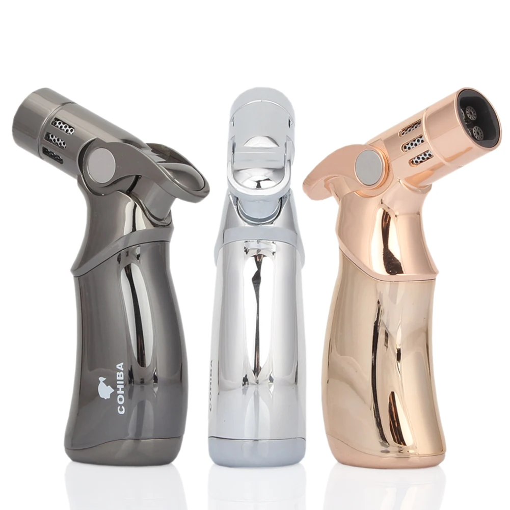 COHIBA Пистолет Стиль Зажигалка для сигар 4 факел пламени зажигалка сигарет газ