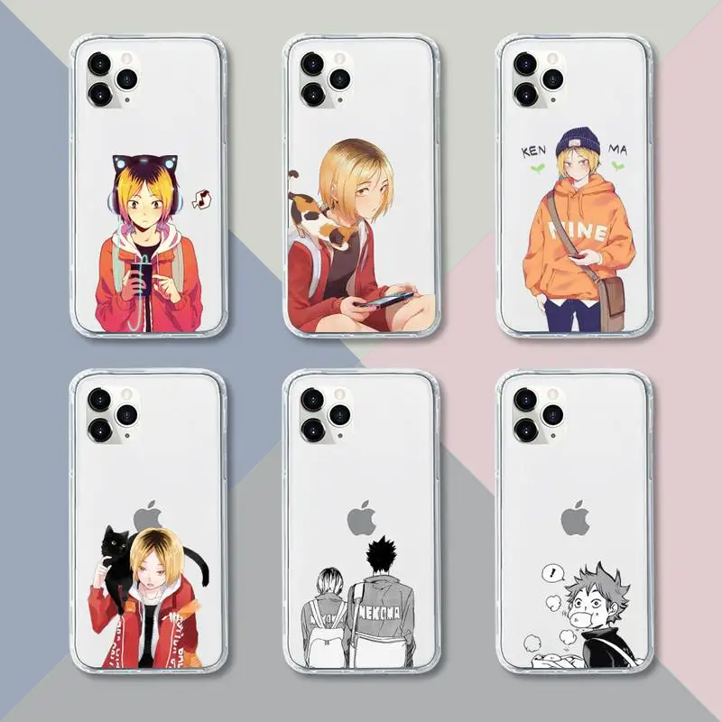 

Japan Anime Oya Haikyuu Phone Case Transparent For iPhone 12 11 pro mini XS XR X max 5 6 s 7 8 plus Soft TPU Clear Mobile bags