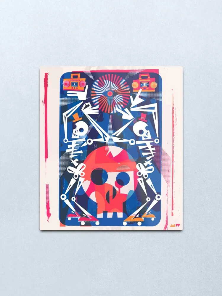 

Металлический Печатный жестяной плакат скелет друзья Boogie для катания на роликах домашний Настенный декор металлический художественный пл...