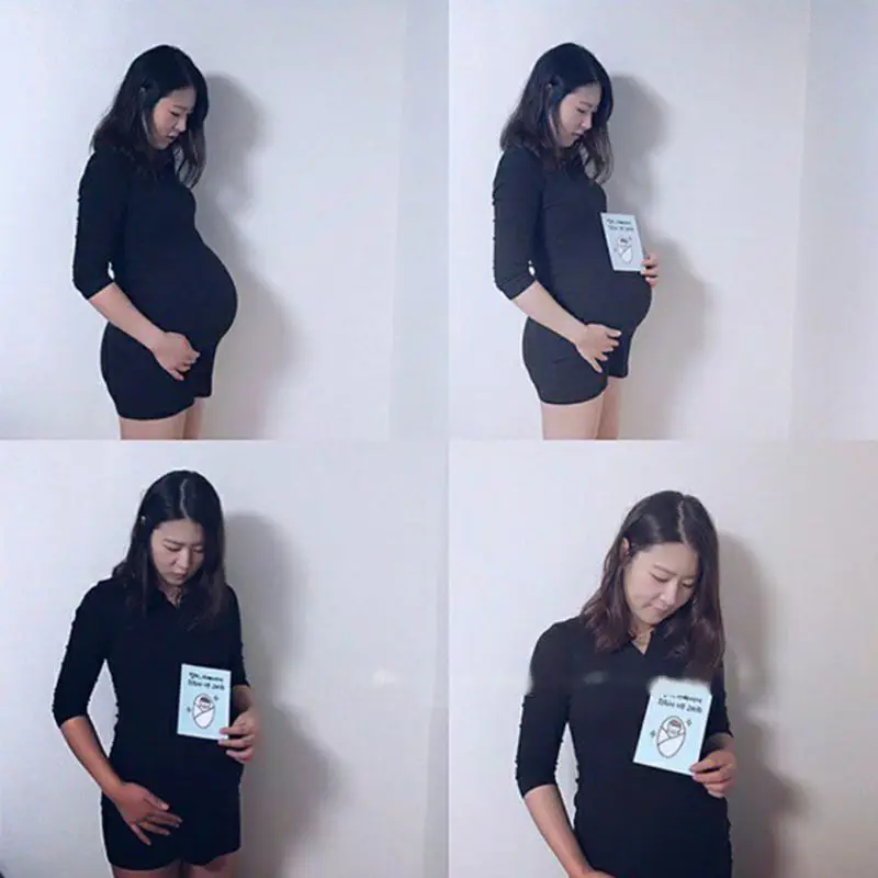 

32 Pcs/Set Month Card Baby Monthly Newborn Pregnant Photos Funny Cartoon Photography Photo Cards Stickers Shot Record C5AF