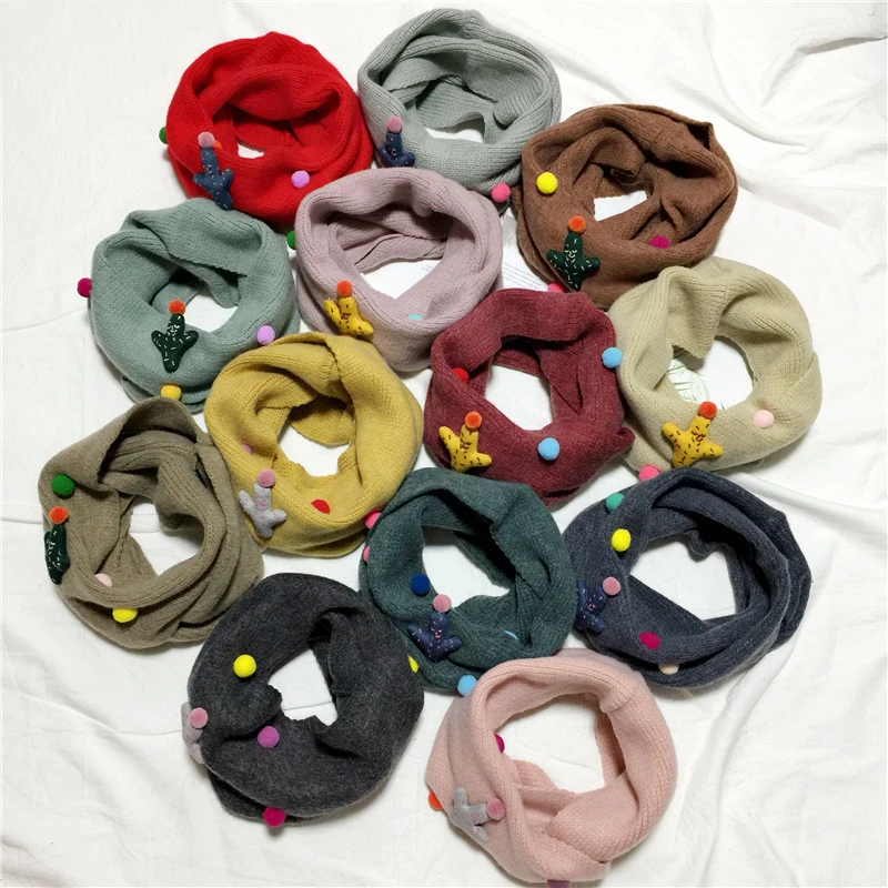 Модный теплый зимний шарф Вязаный детский для маленьких мальчиков и девочек с