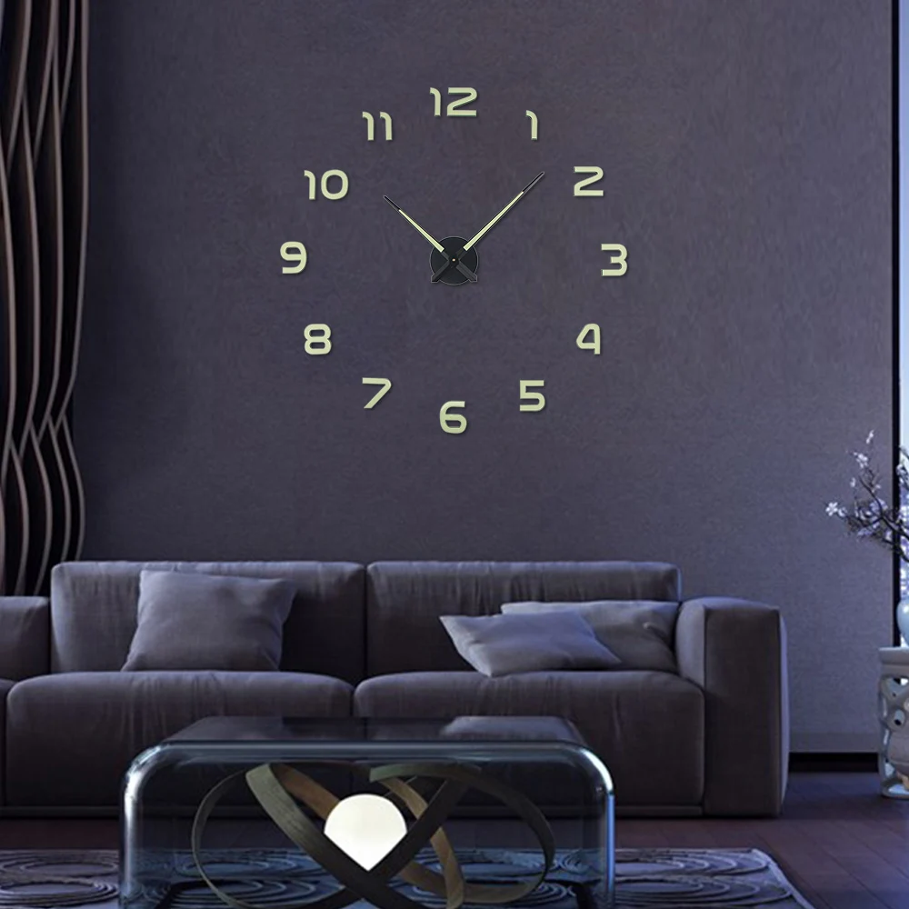 

Luminous Wall Clock Modern Design Large DIY 3D Acrylic Wall Clocks Home Decor Luminou Watck Sticker Quartz Large Wall Clock