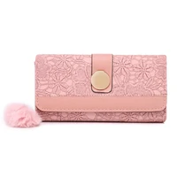 women fashion plush tassel clutch wallet lady large capacity casual long leather coin purse passport money holder phone pocket