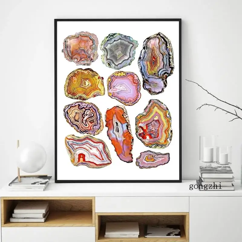 Розовый кристалл кварца Agate драгоценный камень минеральный постер красочная