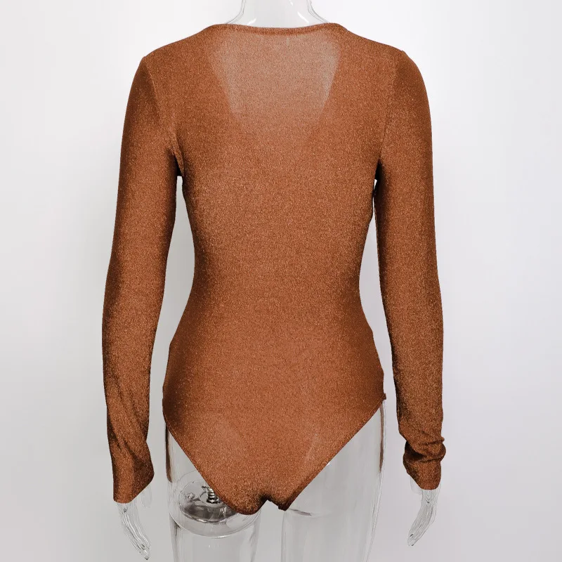 LVINMW однотонный облегающий боди с v образным вырезом длинным рукавом и рюшами