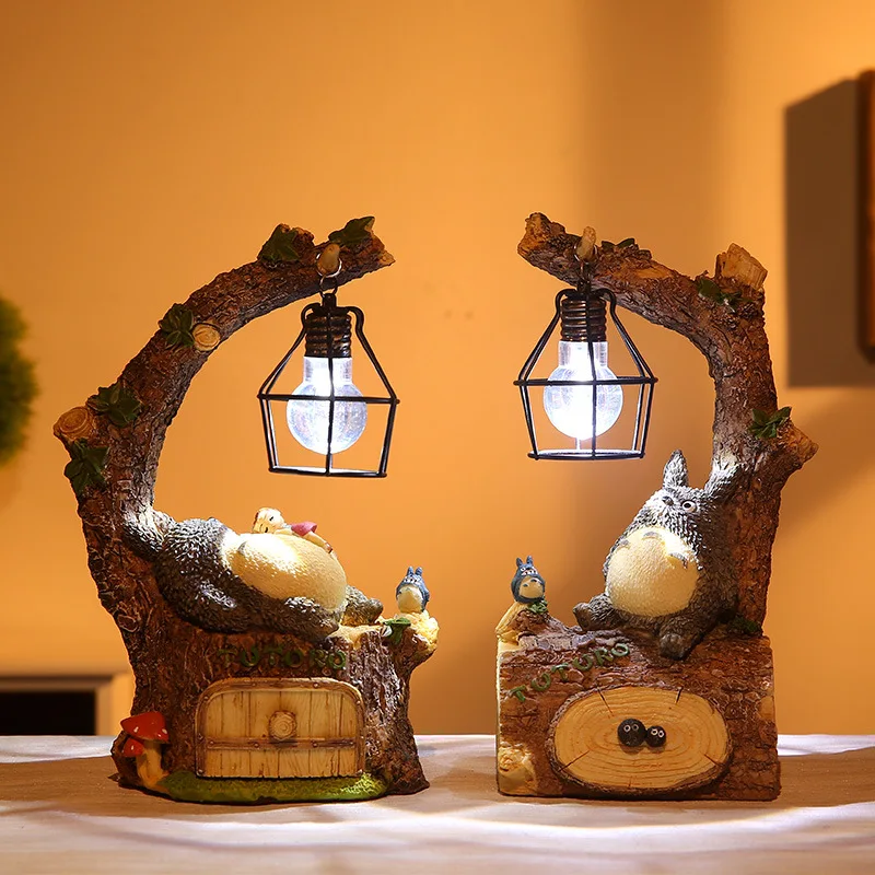 

Cute Lovely Japanese Totoro Resin Stand Led Table Lamp Gift for Child Boy Girl Night Light with Locker Bedside Decoration Light