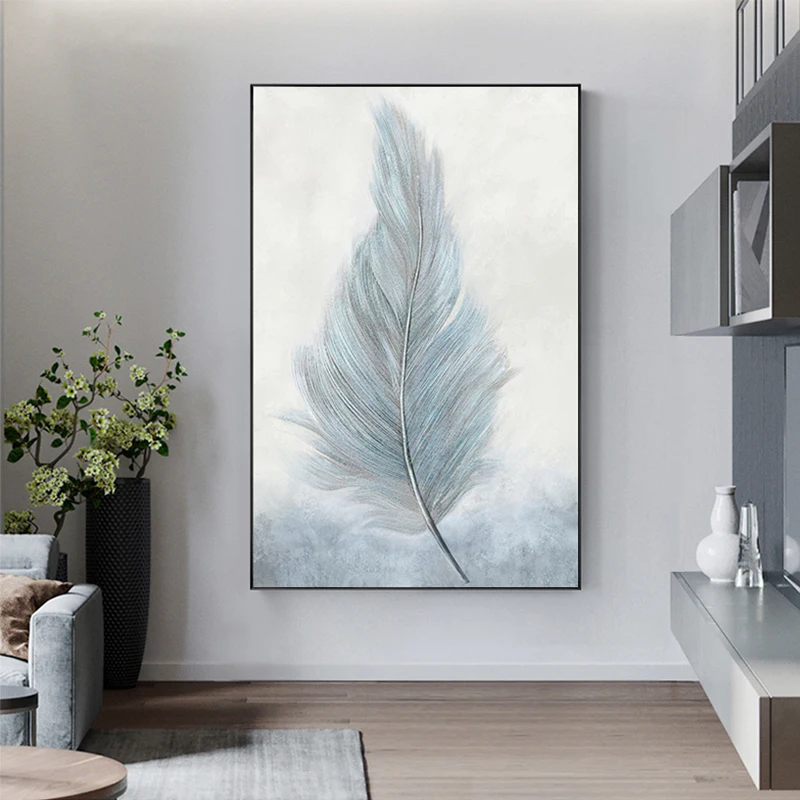 Абстрактный священный белый плакат на холсте с пером современный Небесно