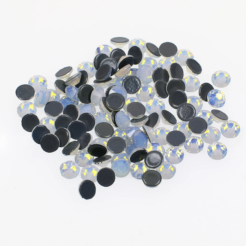 Круглые стразы с горячей фиксацией Кристальное стекло блестящий клей плоской