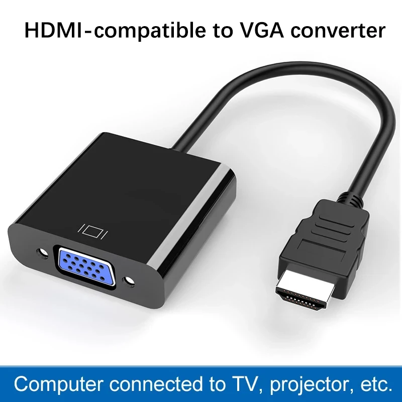 HDMI-compatible to VGA Adapter Cable Digital to Analog 1080P Video HDMI-compatible to VGA Converter for HDTV PC Laptop Projector hdmi male to vga rgb female audio converter hdmi to vga video converter adapter hdmi digital cable 1080p hdtv monitor for pc