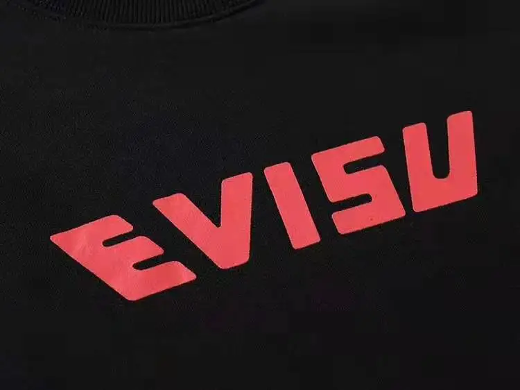 Аутентичный осенне-зимний мужской Повседневный свитер Evisu теплый дышащий Модный хлопковый черный с длинными рукавами для мужчин и женщин одежда для влюбленных