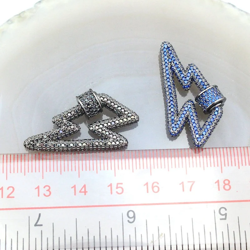 32*17mm 5pcs/lot Colorful cz charm clasp green/blue/pink/clear lightning shape clasps fashion necklace/bracelet | Украшения и