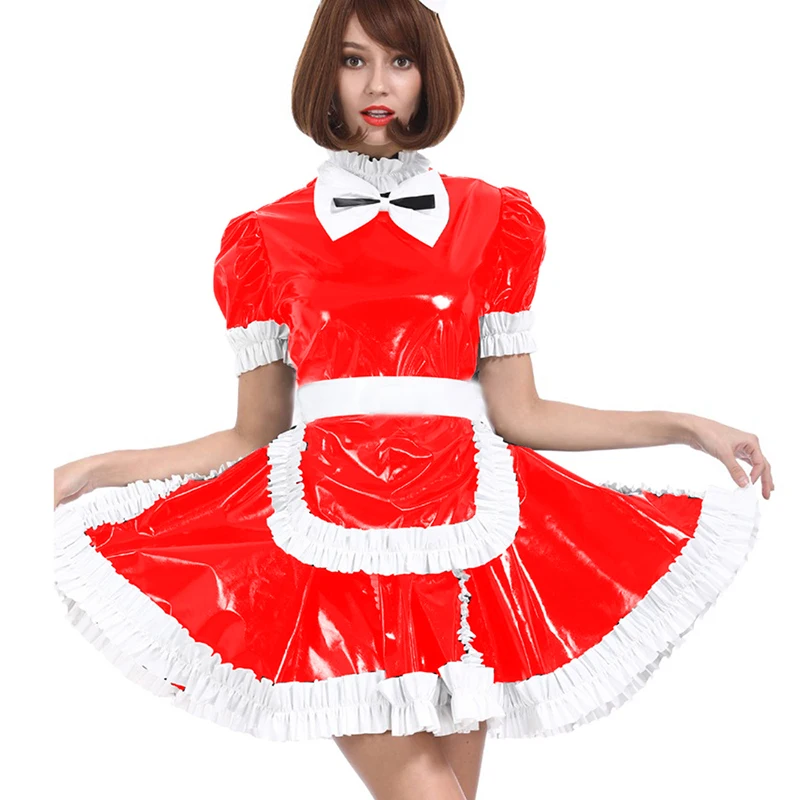 Французский Weet ПВХ горничная Сисси запираемый длинное платье карнавальный